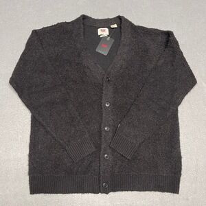 Levis Cardigan Sweater Mens Large Brown Coit Boxy Relaxed Wool Alpaca Grandpa